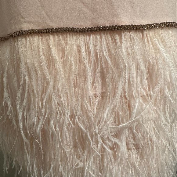 NEW! SLEEVELESS FEATHER HEM SHIFT DRESS - Picture 7 of 10